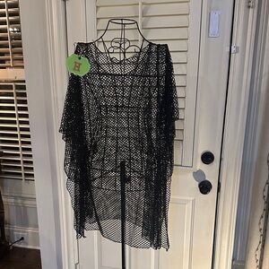 Elegant Black Mesh Swim Coverup